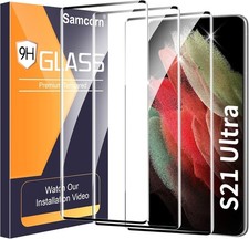 3 Pack Screen Protect for Galaxy S21 Ultra 3D Curved Tempered Glass HD Clear, 9H