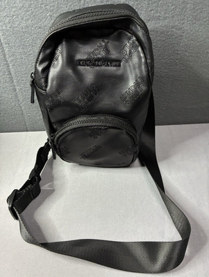 Kendall + Kylie Black Logo Small Crossbody Bag Zip Closure Adjustable Strap