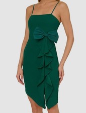 Adrianna Papell Women's Green Bow-Trim Sleeveless Mini Dress Size 14
