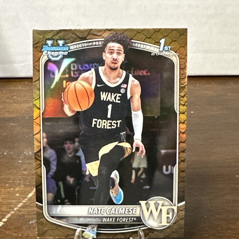 2025-26 Bowman Chrome U 1st Nate Calmese BCP-92 Reptilian Refractor