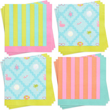 Pool Party Napkins - 3-Ply, 24 Pcs Summer Cocktail Napkins, Colorful Party Set