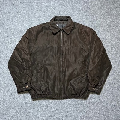 Weather Report by Weatherproof Bomber Jacket Large Brown Faux Suede Full Zip