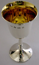 STYLISH 144g MINT ENGLISH STERLING SILVER WINE GOBLET CHALICE CUP 1973 BARWARE