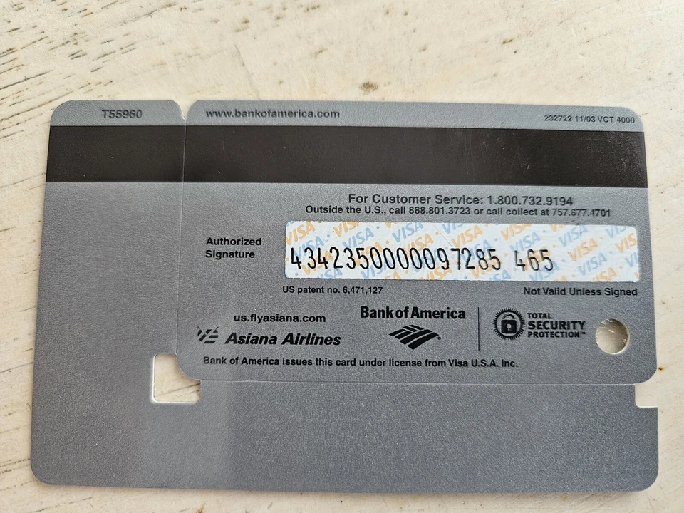 Rare Vintage Bank Of America Asiana Club Visa Mini Keychain Card Expired 07/06 - Image 2 of 3