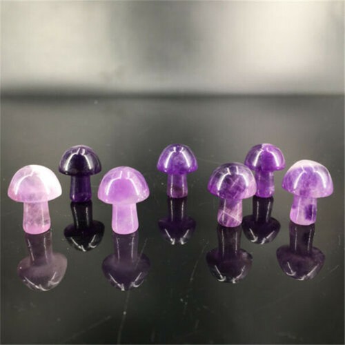 100pcs Natural Amethyst Quartz Dream Hybrid Crystal Hand Carved Mushroom Healing - Picture 6 of 9
