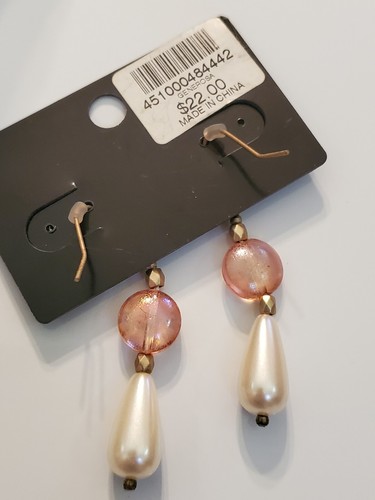 Chicos Faux Pearl Dangle Earrings NWT 1.75" Drop 508 - Picture 3 of 3