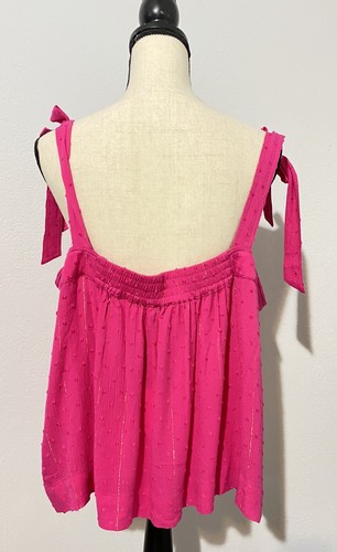 Rose + Olive Tie Strap Tank Top Hot Pink Size XLarge NEW - Picture 3 of 8