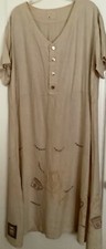 BLUE FISH pale pink linen maxi dress Art to wear Size 2 (L-XL) Rare Made in USA
