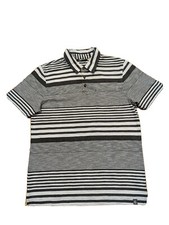 The North Face Men's Gray White Striped Short Sleeve Polo Shirt Size Medium M