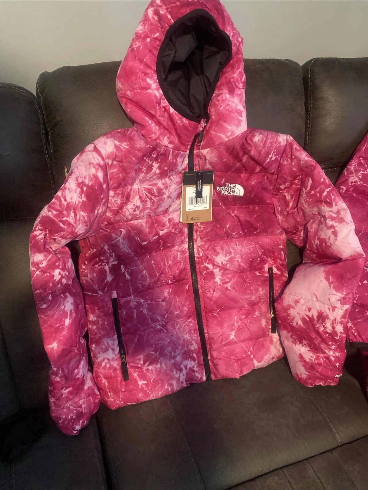 The North Face Girls Pink fuchsia Reversible North Down Hooded Jack Sz XL