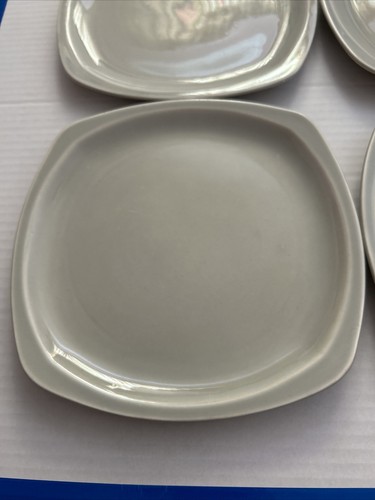 4 Paden City Pottery 9” Square Luncheon Plates Minion Gray Midcentury Exc. Cond. - Picture 10 of 17