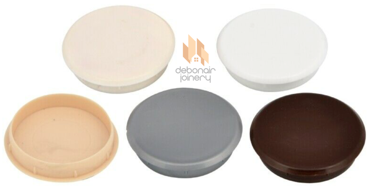 4, 35mm Gloss Grey Winged Hinge Hole Cover Caps - Kitchen Cabinets - View #13