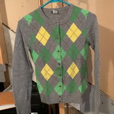 XS J Crew Argyle Cashmere Wool Women  s Sweater