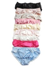 6 Pieces 100 Pure Silk With Lacy Women's Bikini Panties Size S M L XL 2XL