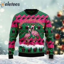 Merry Flockin' Christmas Flamingo Funny Ugly Sweater ELQ4WANW