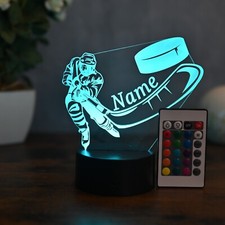 LED Eishockey Lampe personalisiert – Geschenk für Hockeyspieler, Hockey Deko