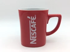 Nescafe 11oz Coffee Tea Beverage Mug Cup Red and White Square Ceramic