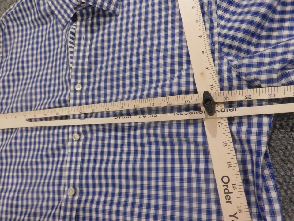 Tallia 男式正装衬衫 16.5 蓝色格子纽扣休闲 — 第 4/4 张图片