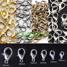 50pcs 10/12/14/16/18/21mm Gold/Silver Lobster Claw Clasps Hook DIY Jewelry