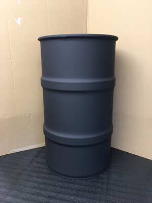 Baril Métal 60L Noir Mat, Bidon Tonneau, Décoration Ou Rangement Industriel