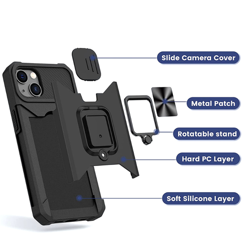 Panzer Hülle mit Folie Kamera Cover Kartenfach für iPhone 15 14 13 12 11 Pro Max XS X - Bild 10 von 43