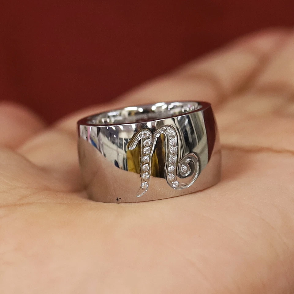 Anillo banda inicial pavé U acero inoxidable QVC por diseño talla 9 Foto 2 de 4