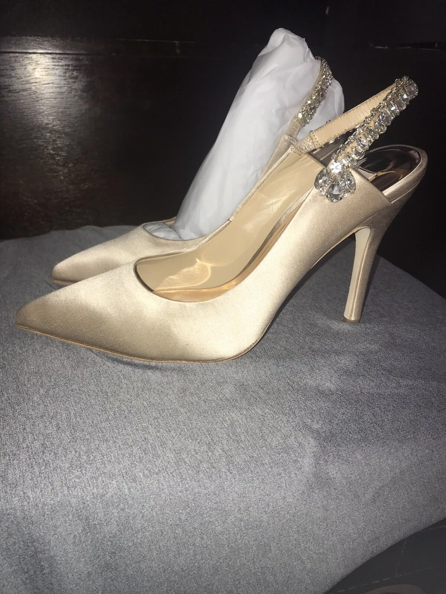 Badgley Mischka Paxton Slingback Pump Latte Brown Taupe Satin