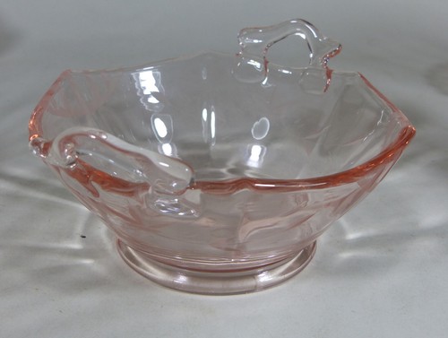 Pink Depression Glass 8 inch vintage Small Etched Bowl - Picture 2 of 8