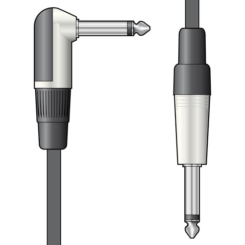 6.0m Guitar Lead Fully Shielded Die Cast Mono Jack Plugs Straight & R/A - Picture 2 of 3