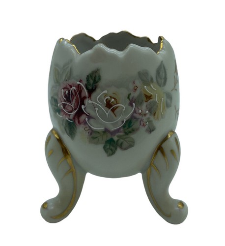 Inarco Japan 4” Porcelain Hand Painted Floral Gold Accent Egg Cup Elegant Decor - Picture 2 of 14