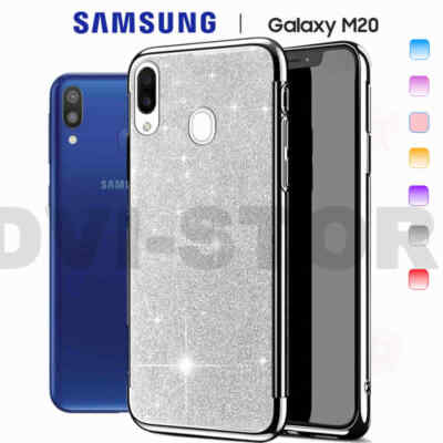 CUSTODIA per SAMSUNG Galaxy M20 Cover SHINE Case Tpu Glitter