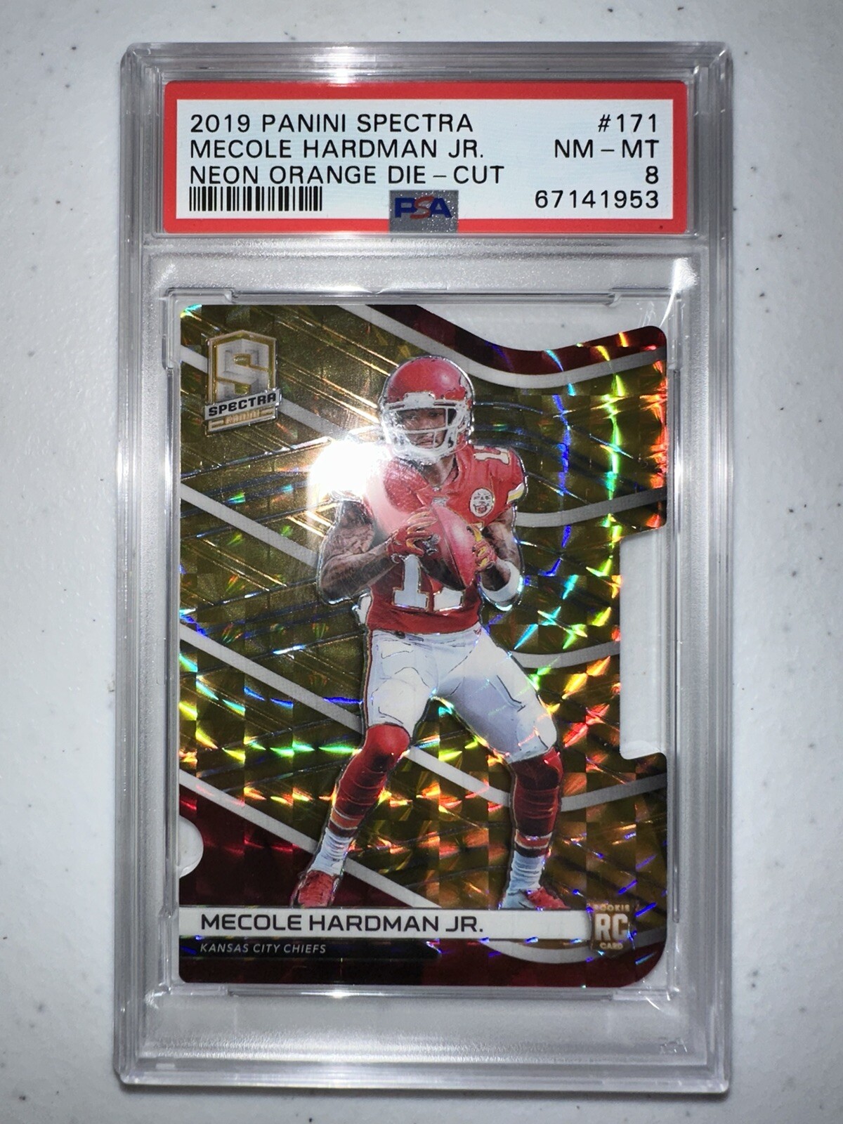 Mecole Hardman Panini Spectra #171 Neon Orange Die-Cut