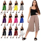 WOMENS 3/4 ELASTICATED CULOTTES LADIES WIDE LEG STRETCH SHORTS PALAZZO UK 8-26