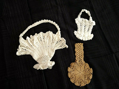 UNIQUE LOT 3 hand crocheted baskets/ pot holders