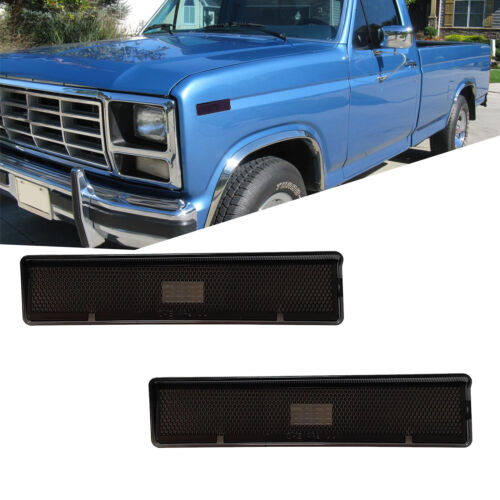 2x Smoke Front Bumper Side Marker Light For 1980-1986 Ford F100 F150 F250 Bronco - Picture 1 of 12