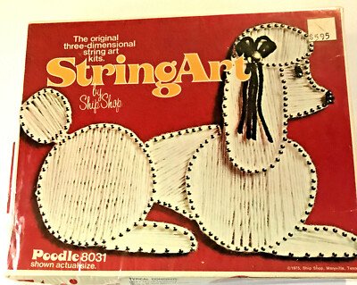 Hippi 1975 Vintage String Art by Ship Shop White Poodle Dog 8031 3D Factory Seal