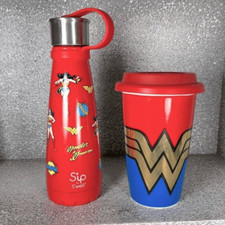 Wonder Woman Marvel DC Comics Drink Coffee Mug Water Bottle Bundle Sip S  well