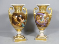 Pair of Zeus, Leda, Eagle and Swan vases, porcelain early 19th century restoration