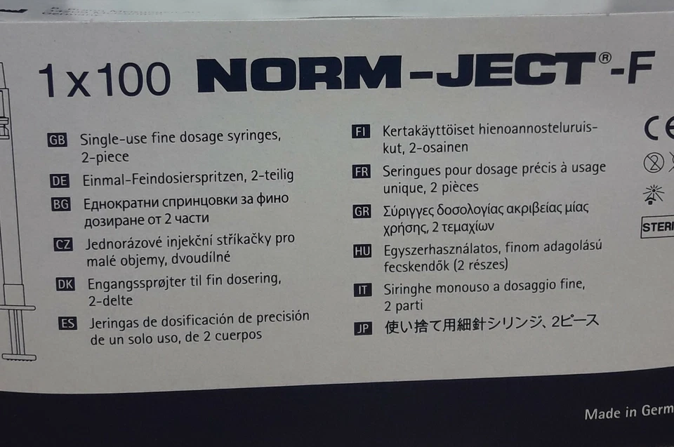 Jeringa Norm-Ject 1 ml sin aguja Foto 2 de 2