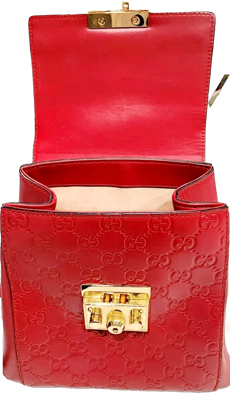 GUCCI Guccissima GG Padlock Backpack Red Leather image 8