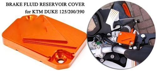 CNC Front ORANGE Aluminium Motorcycle BRAKE MASTER CYLINDER LID CAP COVER - Picture 2 of 6
