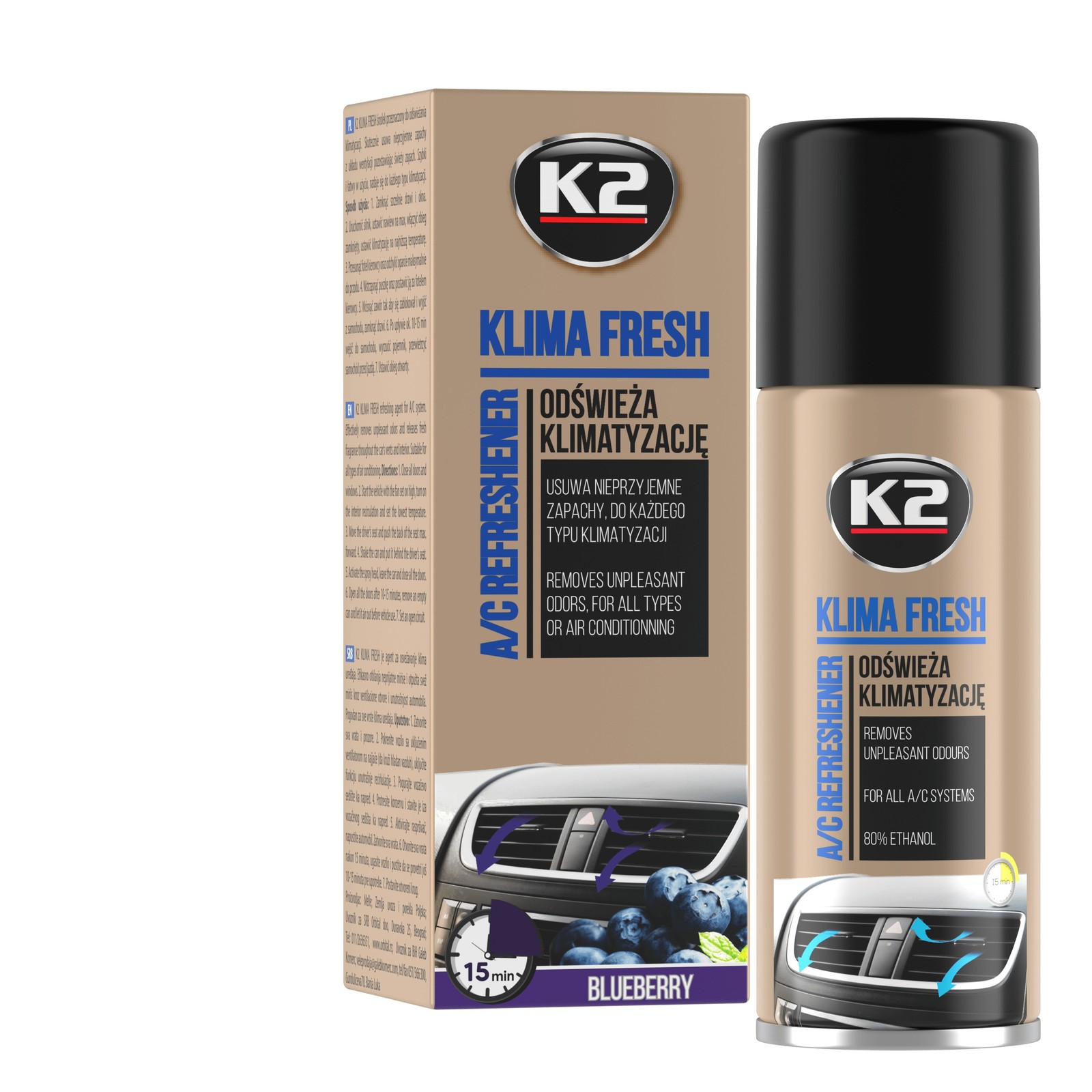 Fits K2 KOSMETYKI CHEMIA K222BB K2 KLIMA FRESH REFRESHES BLUEBEBERRY AIR CONDIT