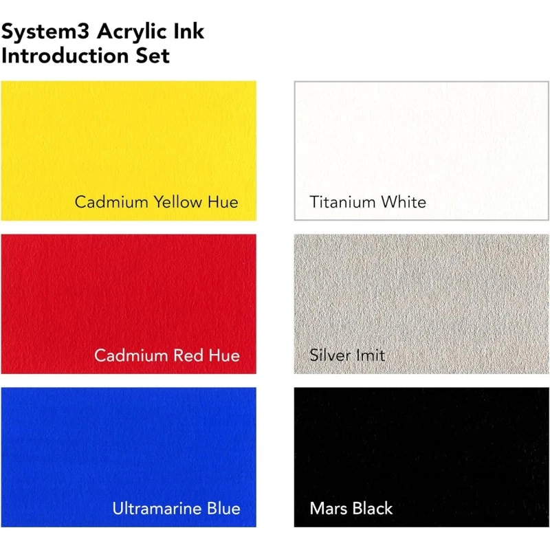 Encres acrylique - 6 flacons 29,5ml + 1 marqueur - Couleurs classiques -  Daler  - Photo 2/2