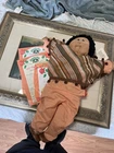 Cabbage Patch Kids 1983 Baby Doll Xavier Roberts Cloth Black Hair Brown Eyes Ce…