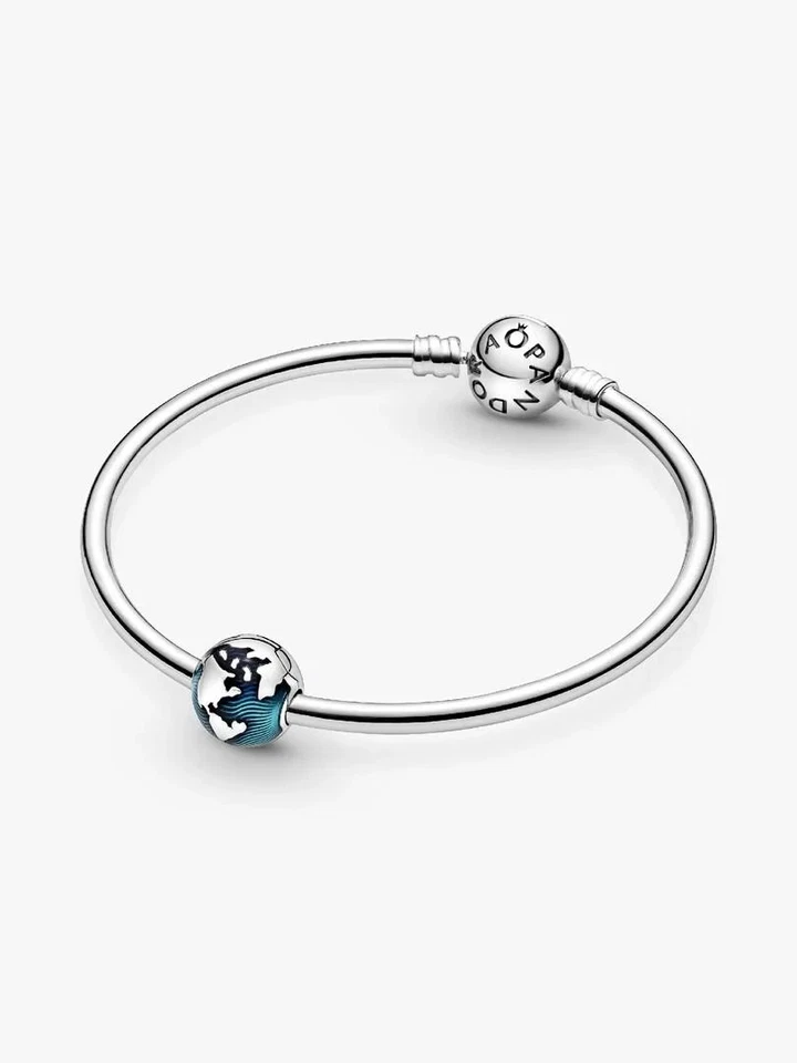 PANDORA Charm Anhänger Bead Clip 925 Sterlingsilber Blauer Globus 799429C01 - Bild 3 von 3