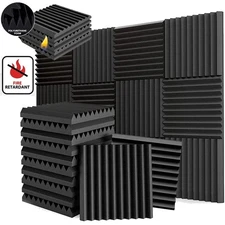 12-96PACK Acoustic Wall Panels Studio Sound Noise Proofing Insulation Foam Black