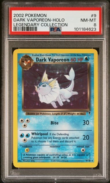 PSA 8 Dark Vaporeon Legendary Coll. Holo #9 Rare Pokemon 2002