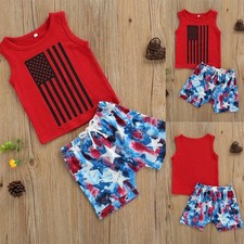 Toddler Baby Boys Summer Outfits Sleeveless Tank Tops Shorts 2PCS Clothing Set