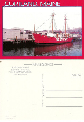 Unused Postcard, Portland, ME, Lightship Nantucket, Kevin Shields Maine Scenics