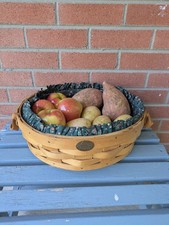 Vintage Peterboro Co. 1854 Round Pie Basket W/plastic Insert &fabric Liner 13.5"